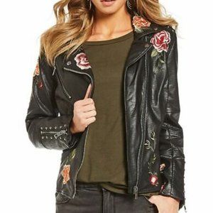 Black Jacket with Rose Embroidery